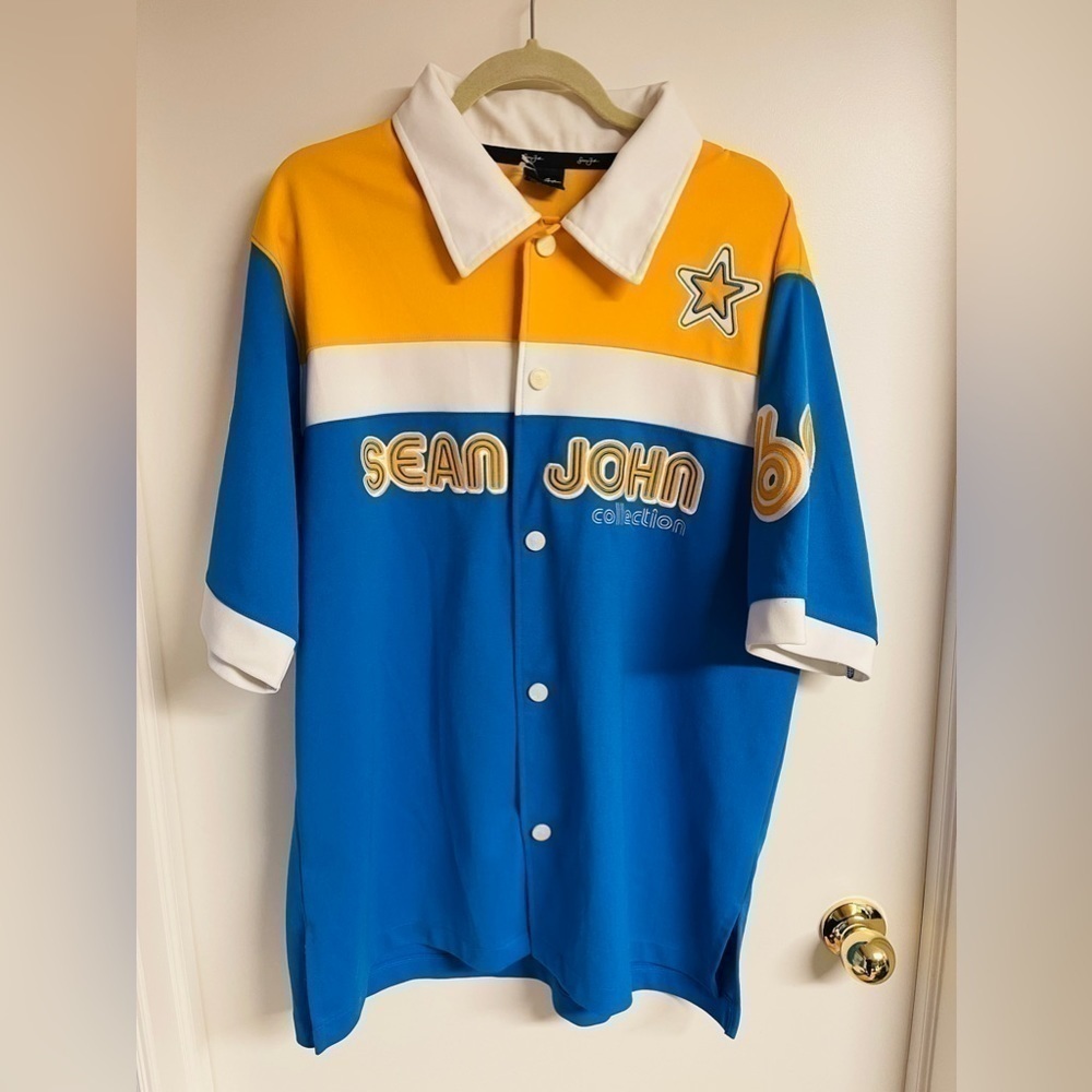 Sean Jean hip-hop button half sleeve shirt size L